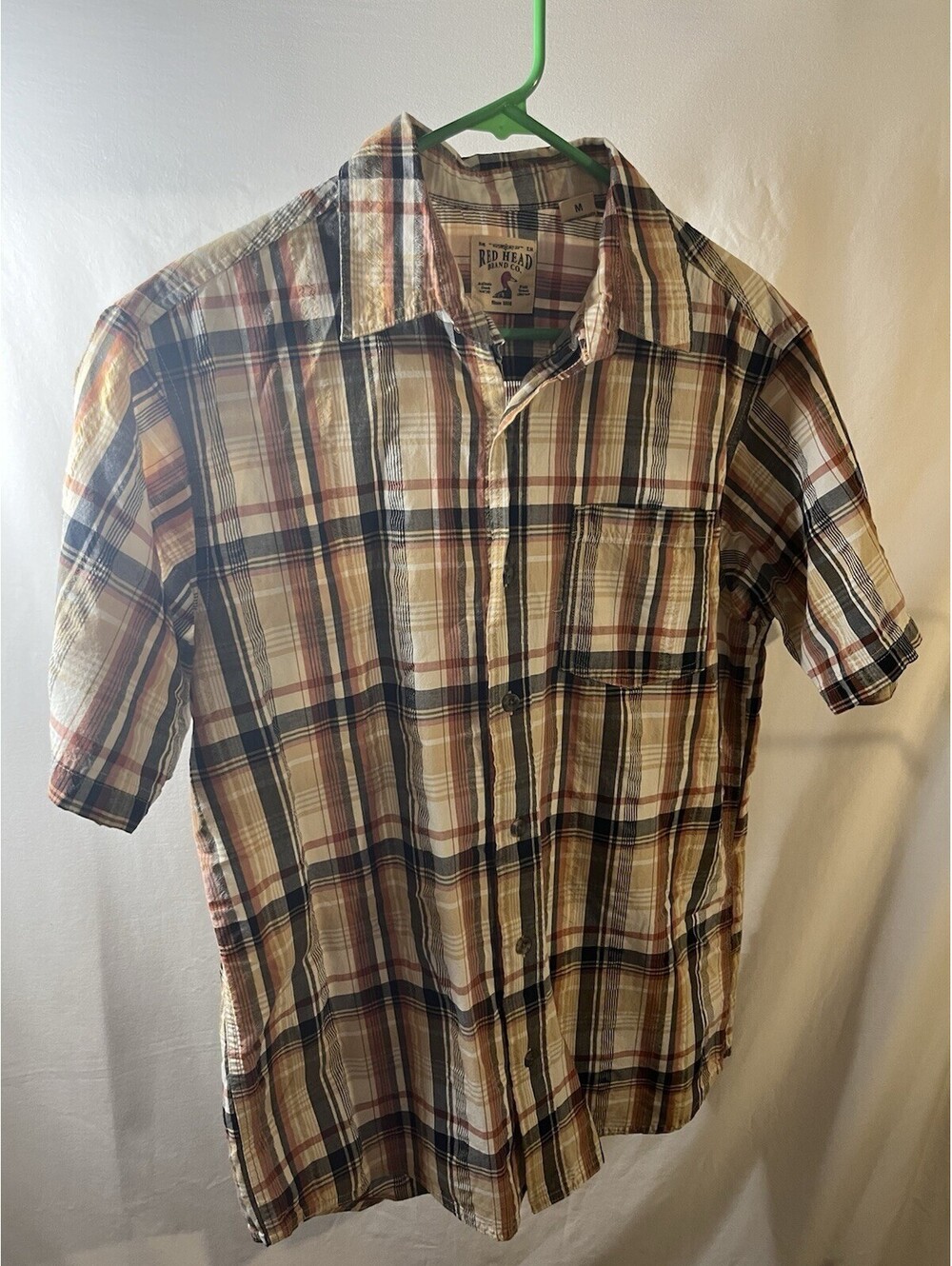 RedHead Brand Co. Plaid Short-Sleeve Button Up Shirt Size Medium Browns